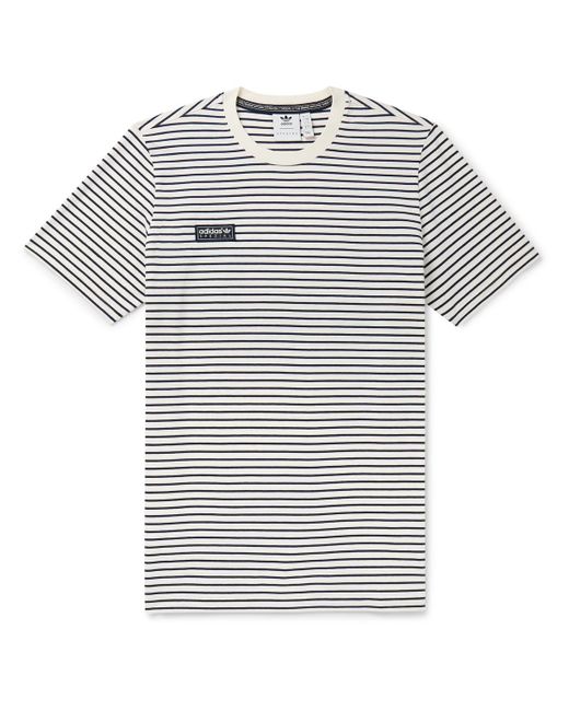 Adidas Originals White Lytham Striped Logo-appliquéd Cotton-blend Jersey T-shirt for men