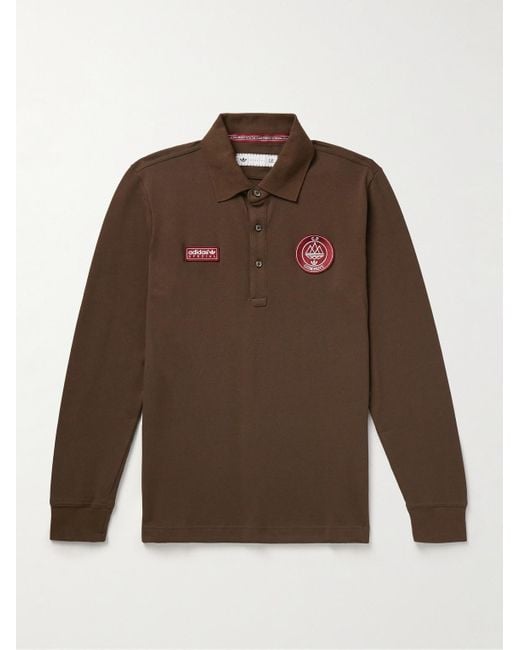 Adidas Originals Brown C.p. Company Spezial Logo-appliquéd Cotton-piqué Polo Shirt for men