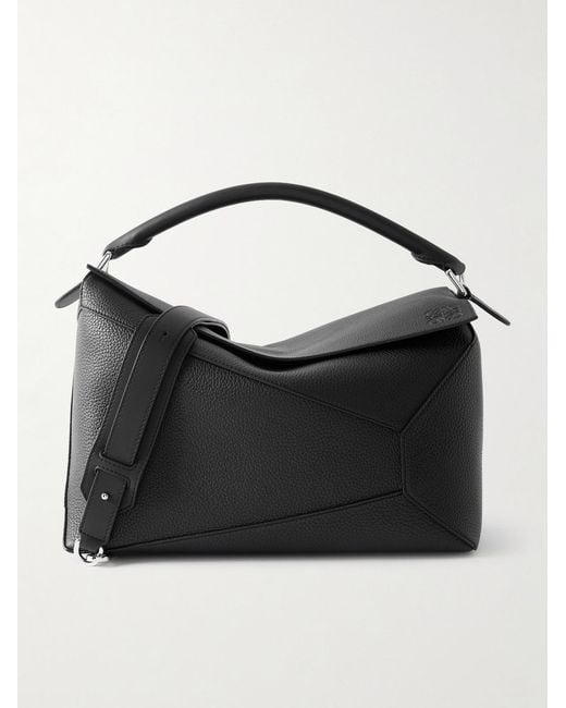Loewe Black Puzzle Edge Large Logo-Debossed Full-Grain Leather Messenger Bag for men