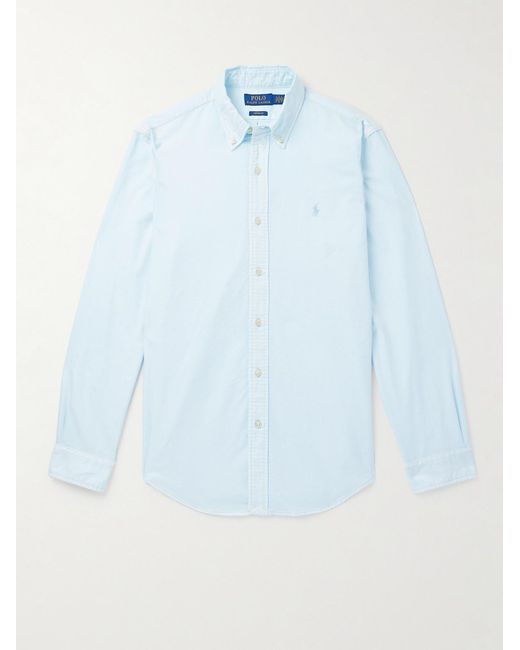 Polo Ralph Lauren Blue Button-down Collar Logo-embroidered Cotton Oxford Shirt for men