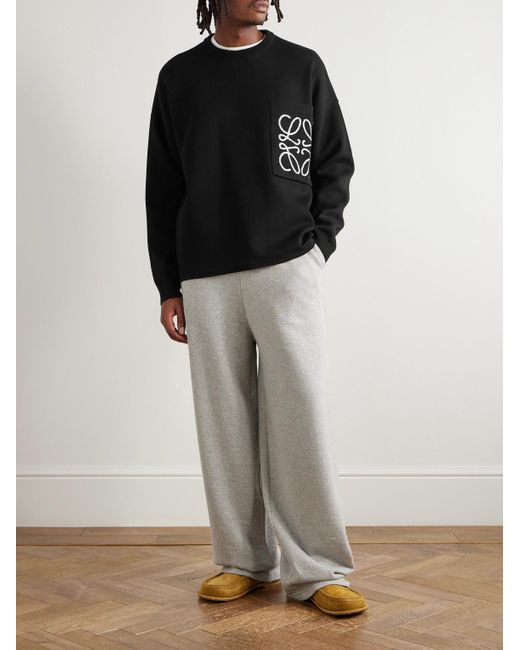 Loewe Black Anagram Logo-Intarsia Knitted Sweater for men