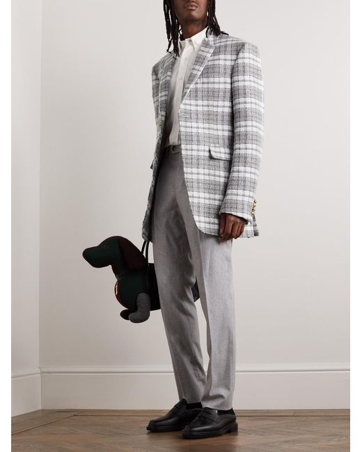 Thom Browne Gray Checked Wool Blazer for men