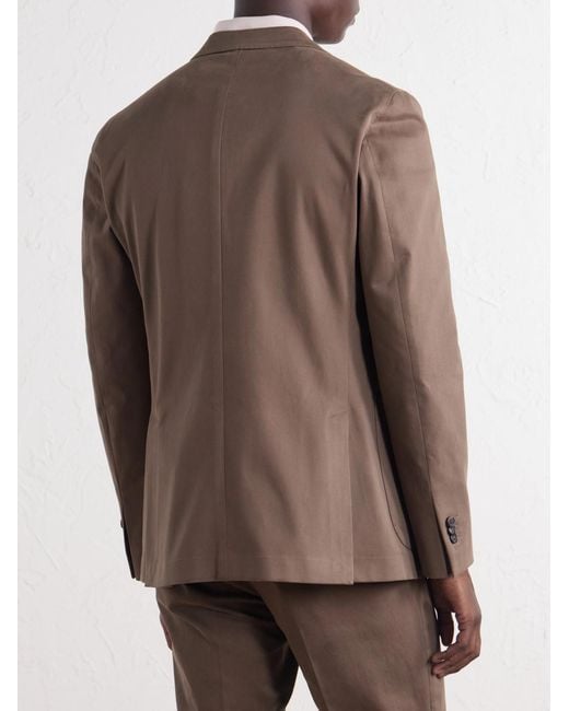 Slowear Brown Stretch-Cotton Gabardine Suit Jacket for men