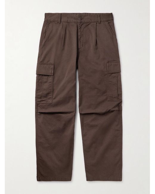 Carhartt Brown Cole Wide-leg Pleated Garment-dyed Cotton-twill Cargo Trousers for men