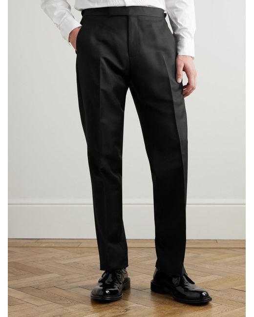 Mr P. Black Mike Straight-leg Wool for men