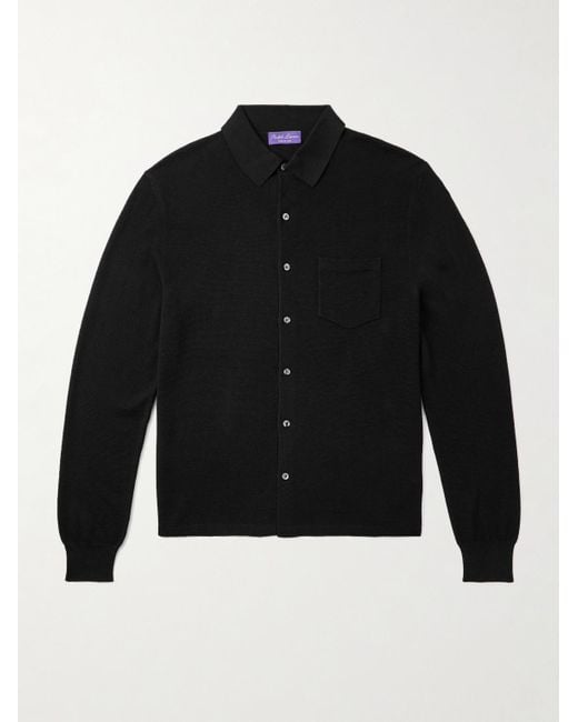 Ralph Lauren - Cardigan aus Piqué aus einer Seiden-Baumwollmischung in Black für Herren