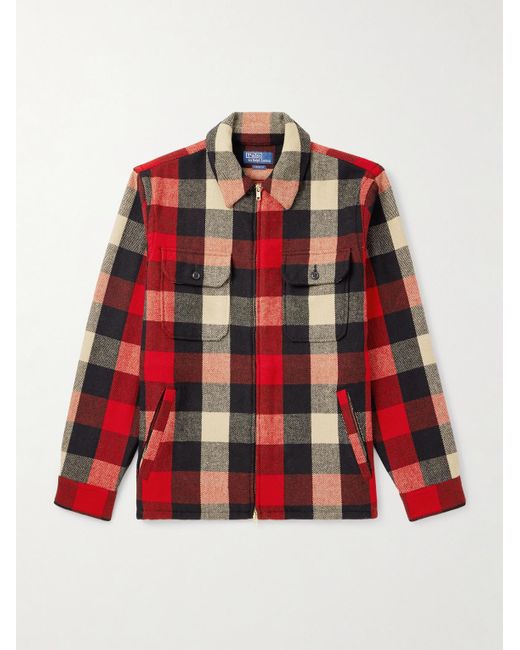 Polo Ralph Lauren Red Checked Wool-Blend Overshirt for men