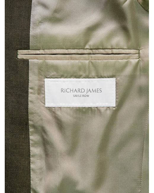 Richard James Chapman schmal geschnittenes unstrukturiertes Sakko aus Leinen in Green für Herren