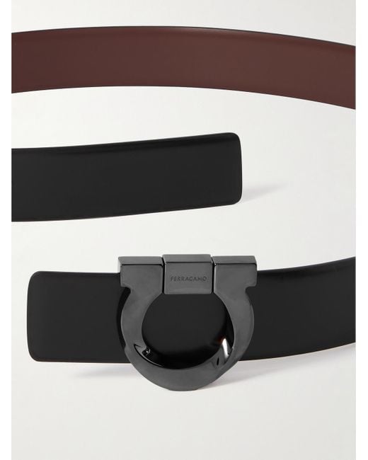 Ferragamo Black 3.5cm Gancini Reversible Leather Belt for men