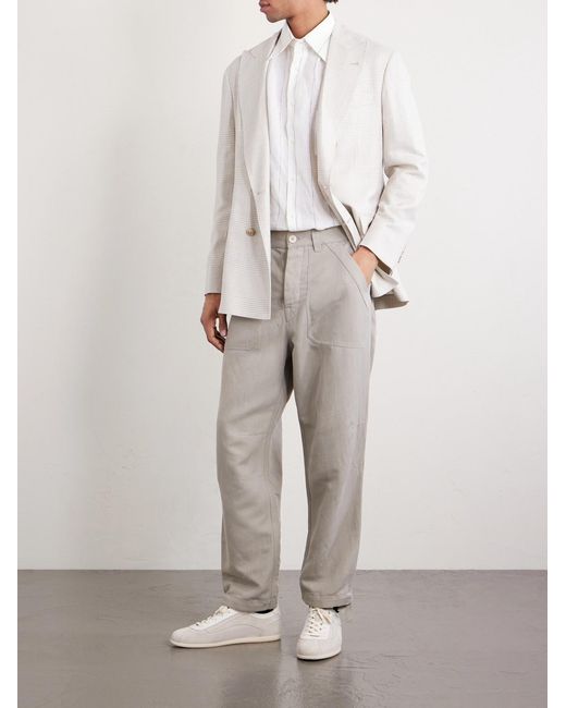 Brunello Cucinelli Gray Straight-leg Linen And Cotton-blend Trousers for men