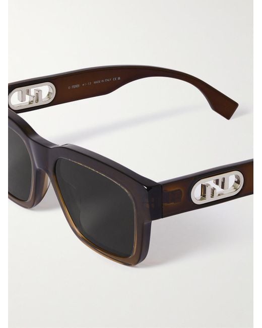 Fendi O'Lock Sonnenbrille mit eckigem Rahmen aus Azetat in Black für Herren