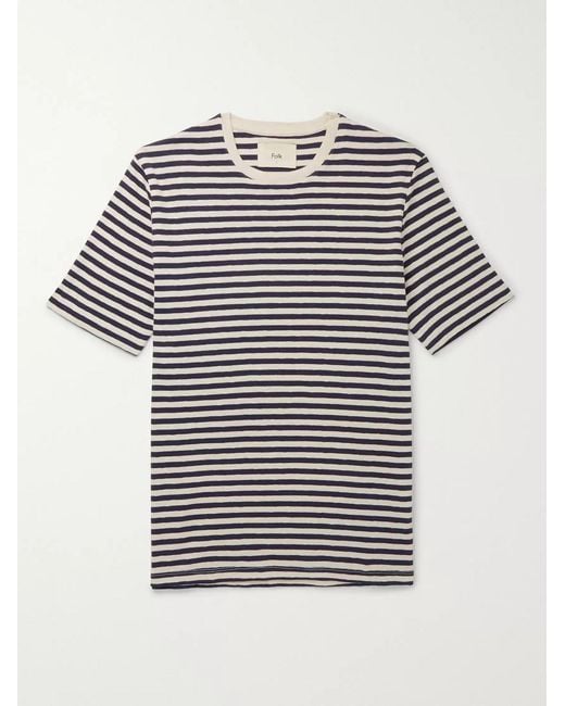 Folk Natural Striped Slub Cotton-Jersey T-Shirt for men