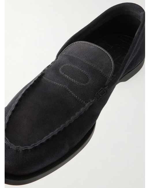 John Lobb White Pace Suede Loafers for men