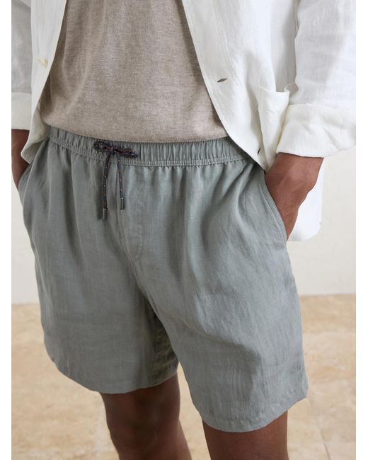 Sease Gray Cod-2 Straight-Leg Hemp Drawstring Shorts for men
