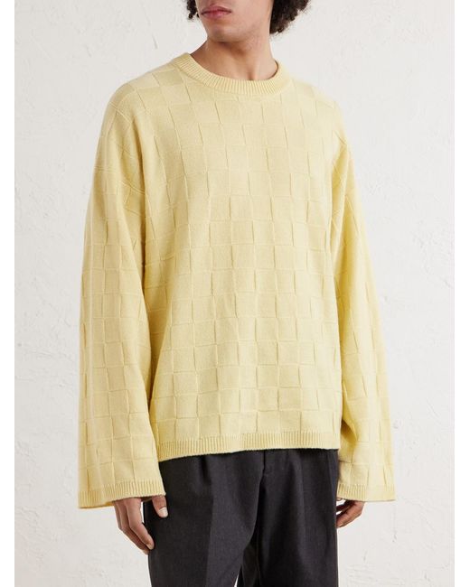 The Elder Statesman Yellow Culver Checked Cashmere Sweater for men
