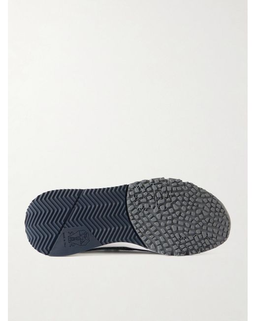 Brunello Cucinelli Blue Stretch-Knit Sneakers for men