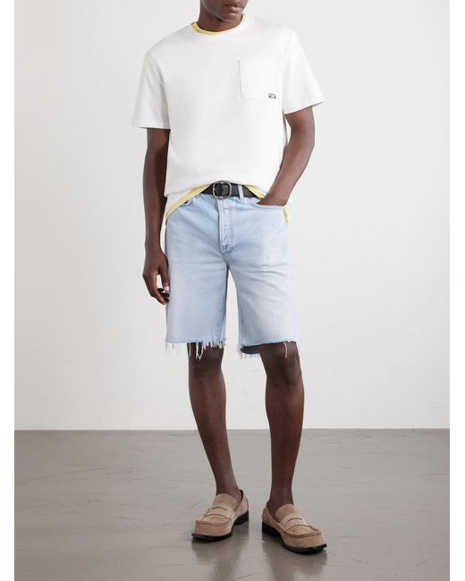 Loewe White Anagram-Embroidered Cotton-Jersey T-Shirt for men