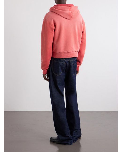 Acne Pink Feida Cropped Logo-print Cotton-jersey Zip-up Hoodie for men