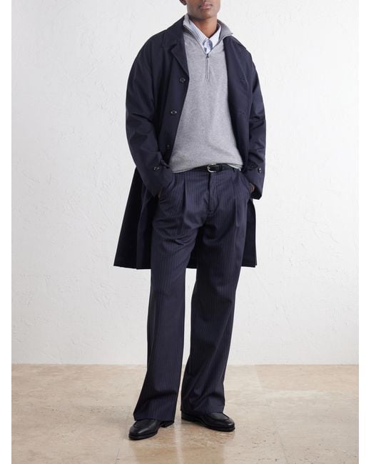 Thom Sweeney Gray Cashmere Half-Zip Sweater for men