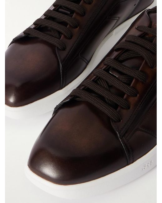 Berluti Brown Stellar Venezia Leather Sneakers for men