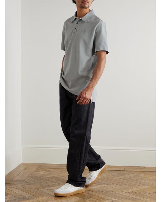 Canada Goose Gray Beckley Logo-Appliquéd Paneled Cotton-Piqué Polo Shirt for men
