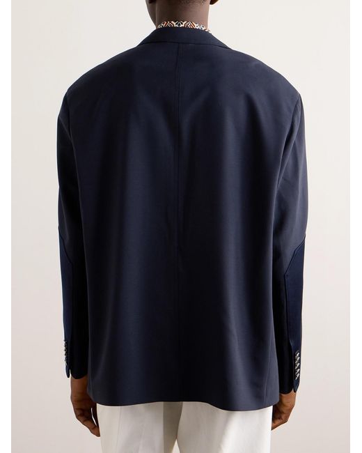 Etro Blue Silk Twill-Trimmed Stretch-Wool Suit Jacket for men