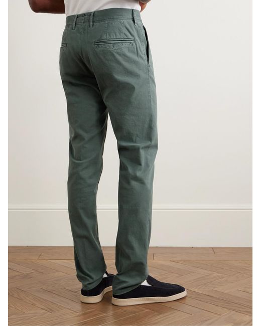 Slowear Green Slim-Fit Panama Stretch-Cotton Canvas Trousers for men