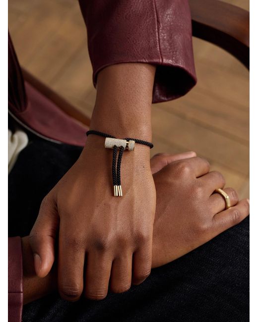 OUIE Black Toggle 14-Karat, Silk Cord And Diamond Necklace And Bracelet for men