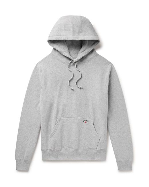 Noah NYC Gray Logo-embroidered Cotton-jersey Hoodie for men