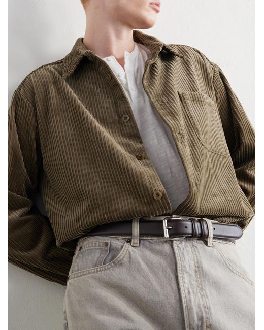 A.P.C. Green Mateo Logo-Embroidered Cotton-Corduroy Shirt for men