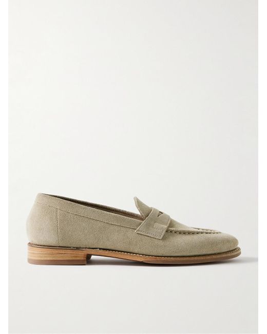 GRENSON Natural Floyd Suede Penny Loafers for men