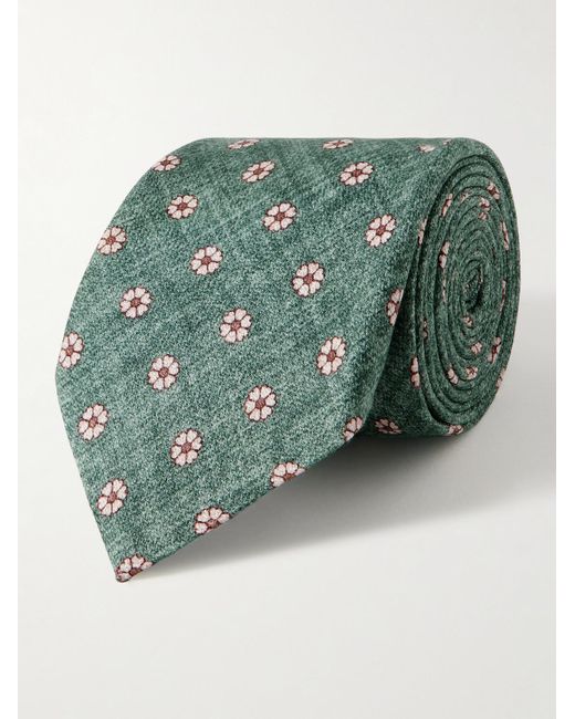 Cravatta in seta floreale Osterley di Favourbrook in Green da Uomo