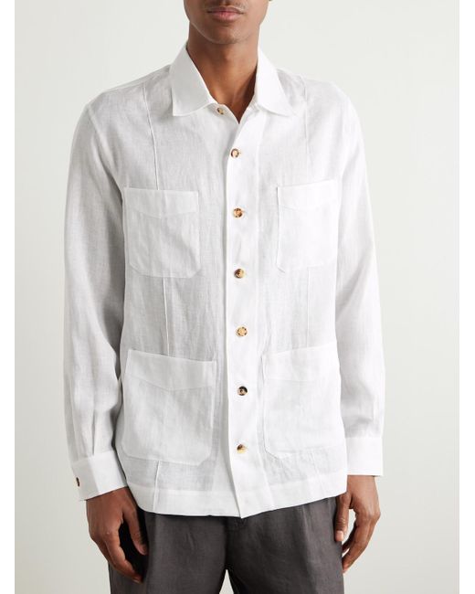 Brunello Cucinelli Hemdjacke aus Leinen in White für Herren