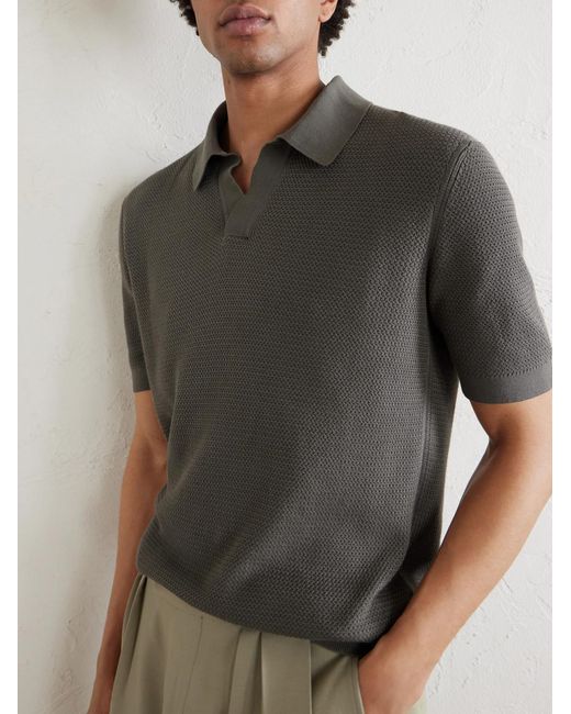 Zegna Green Slim-Fit Cotton-Piqué Polo Shirt for men