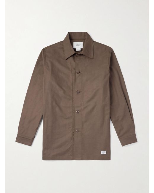 (w)taps Brown Cbw Logo-appliquéd Cotton-twill Shirt for men
