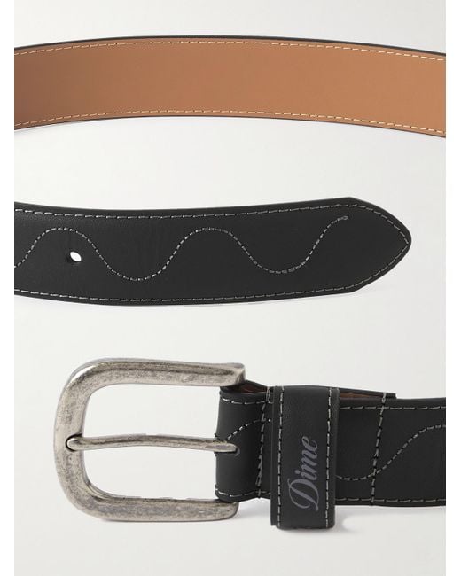 Dime Gray Desert 4cm Embroidered Leather Belt for men