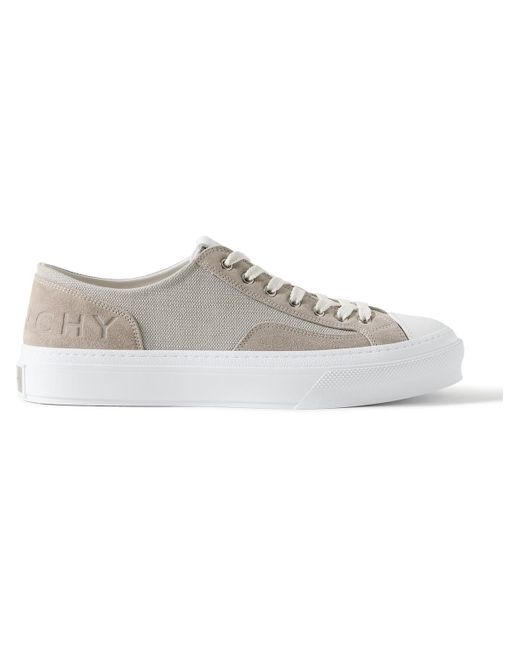Givenchy Natural City Logo-debossed Leather And Suede-trimmed Canvas Sneakers for men