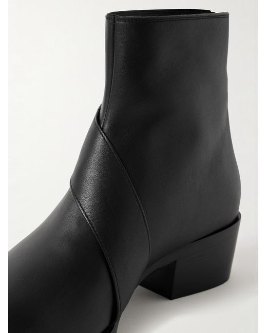 McQueen Black Buckled Leather Boots for men