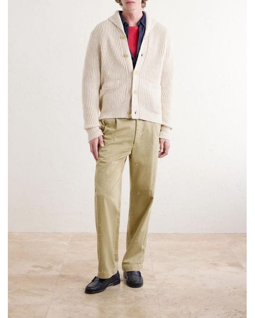 RRL Natural Shawl-Collar Cotton And Linen-Blend Cardigan for men