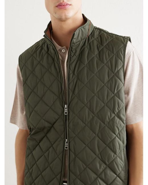 Peter Millar Green Essex Quilted Shell Vest for men