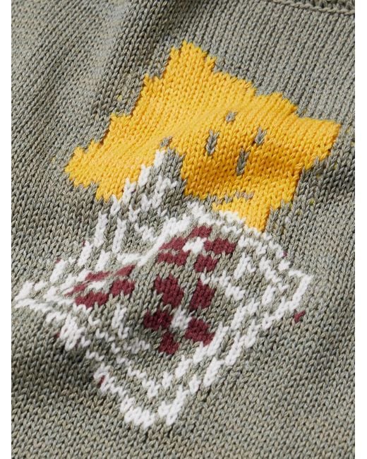 Kapital Gray Peckish Rainbowy Intarsia Cotton-blend Sweater for men