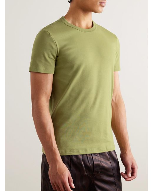 Tom Ford Schmal geschnittenes T-Shirt aus Stretch-Baumwoll-Jersey in Green für Herren