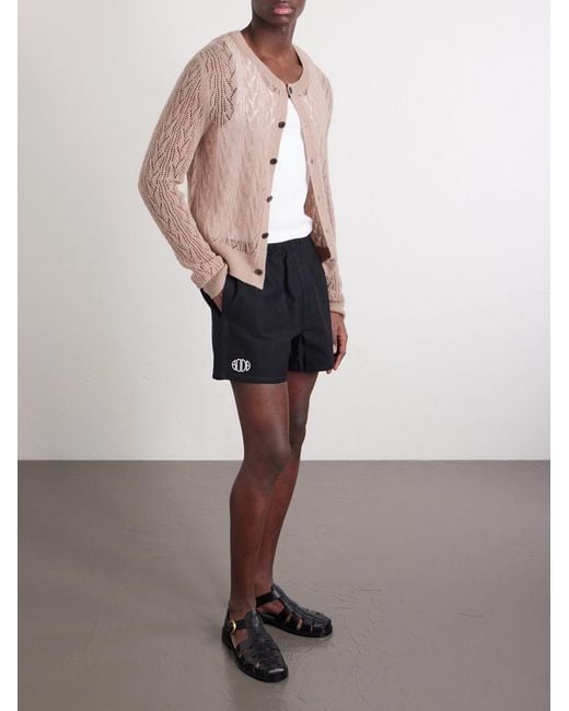 Bode Blue Field Straight-Leg Logo-Embroidered Cotton-Twill Shorts for men