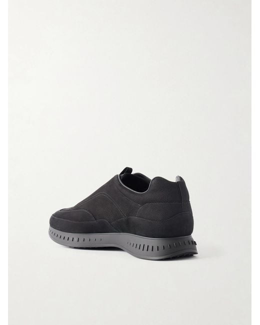 John Lobb Black Elastic Stream Nubuck Sneakers for men