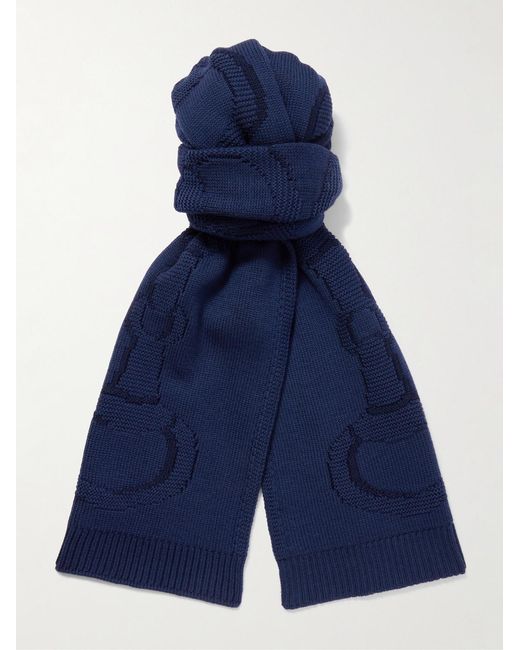 Gucci Blue Wool-Jacquard Scarf for men