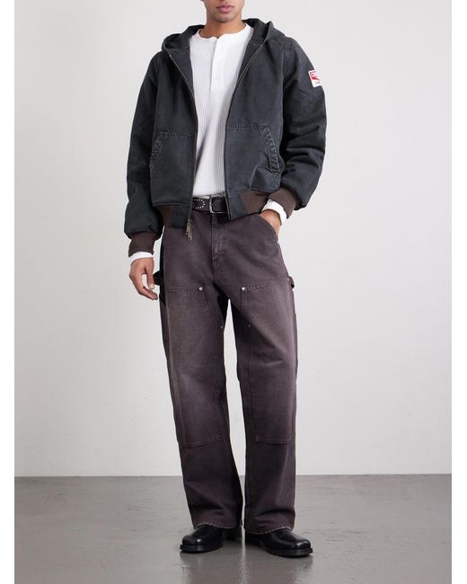 CHERRY LA Black Logo-appliquéd Cotton-canvas Hooded Jacket for men