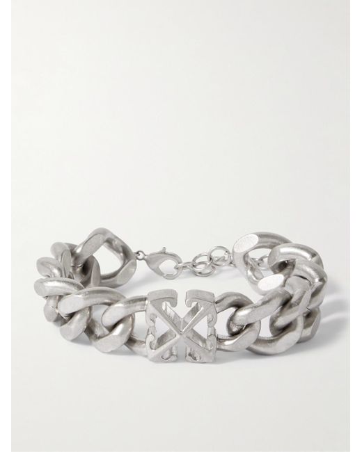 Off-White c/o Virgil Abloh White Arrow Silver-tone Chain Bracelet for men