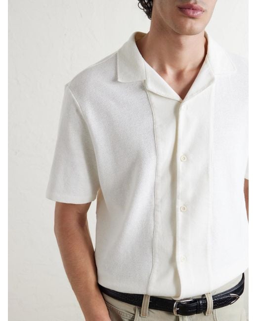 Mr P. White Camp-Collar Linen And Organic Cotton-Blend Shirt for men