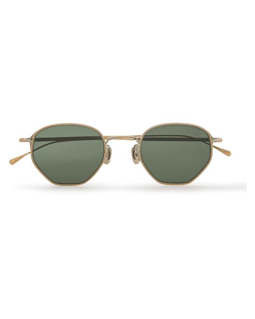 Eyevan 7285 Metallic Round-frame Gold-tone Titanium Sunglasses for men