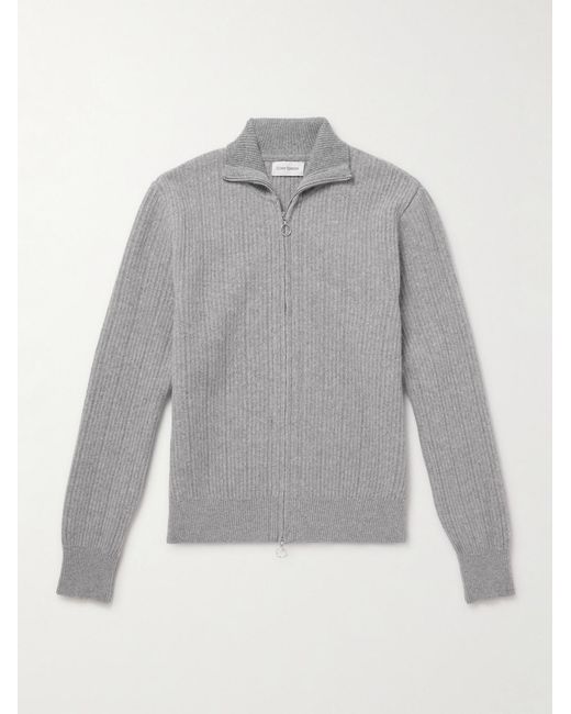 Oliver Spencer Gray Kilbridge Ribbed Wool Zip-Up Cardigan for men